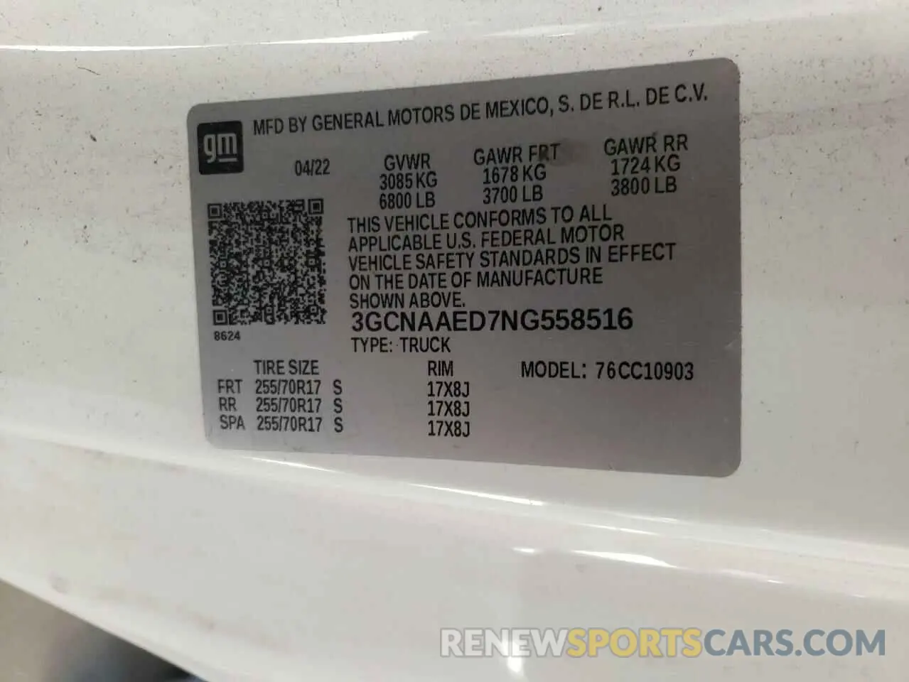 12 fotografías del automóvil dañado 3GCNAAED7NG558516 CHEVROLET ALL Models 2022