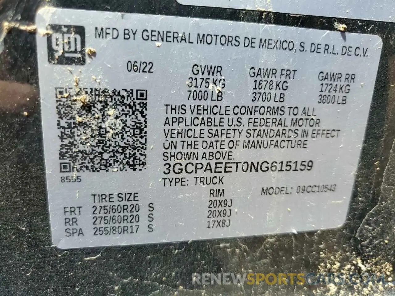 12 fotografías del automóvil dañado 3GCPAEET0NG615159 CHEVROLET ALL Models 2022