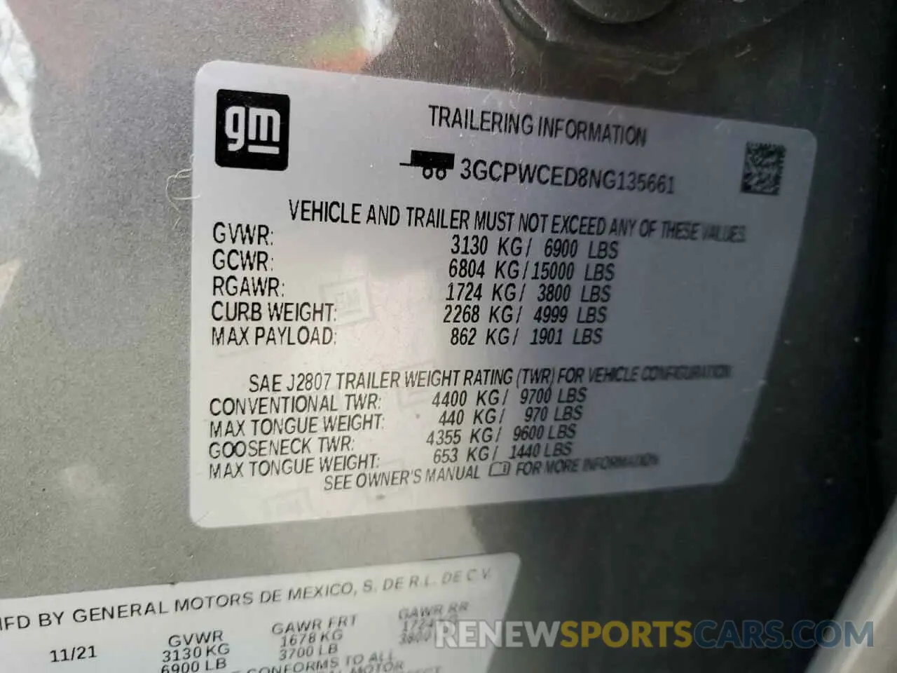 12 fotografías del automóvil dañado 3GCPWCED8NG135661 CHEVROLET ALL Models 2022