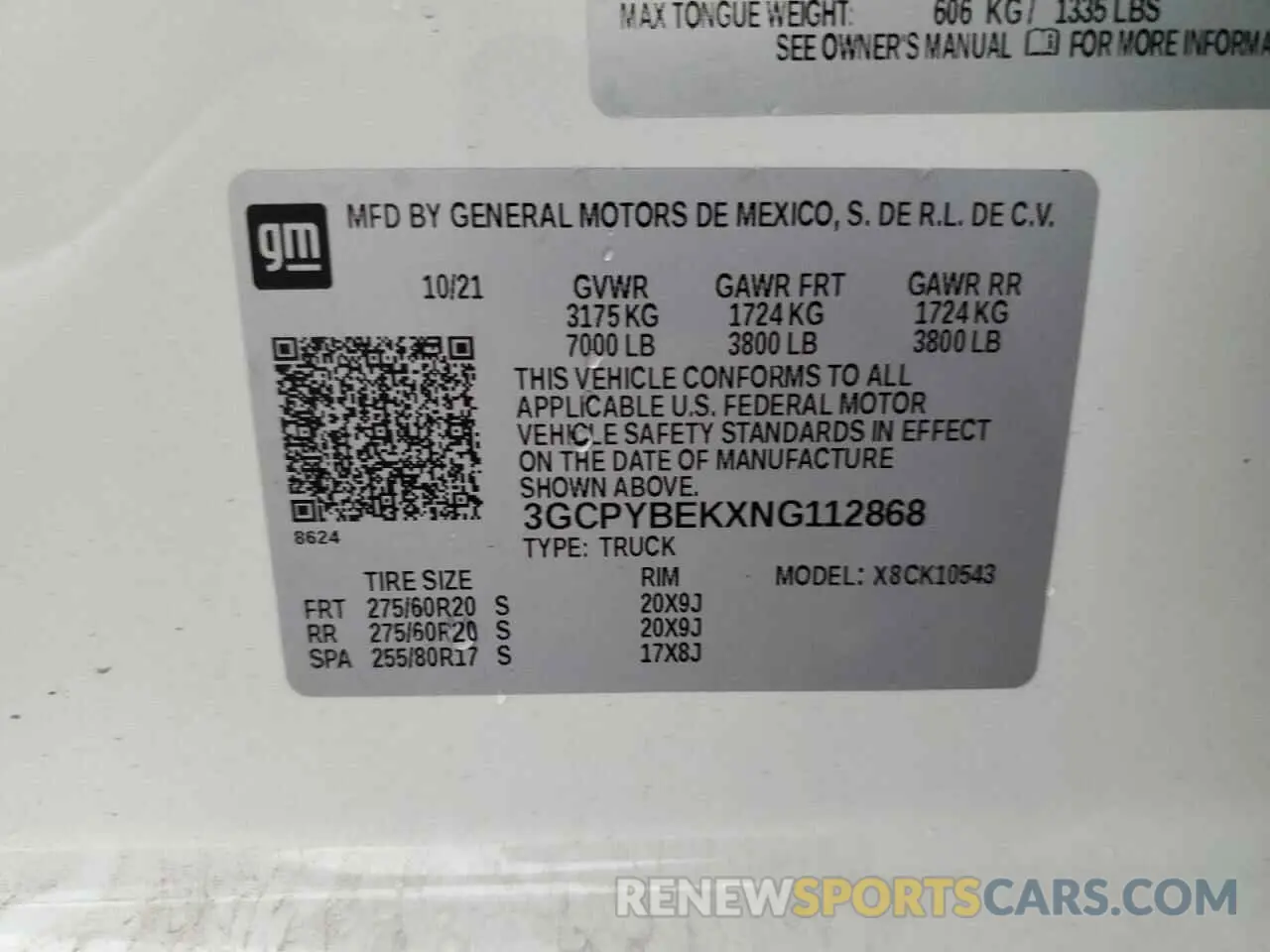 15 fotografías del automóvil dañado 3GCPYBEKXNG112868 CHEVROLET All Models 2022
