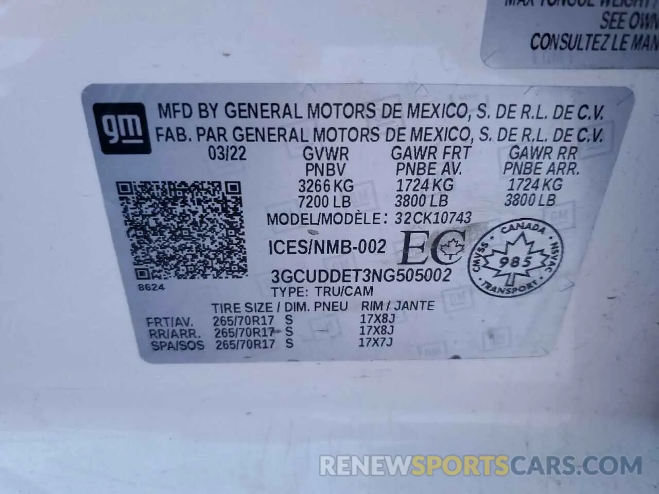12 fotografías del automóvil dañado 3GCUDDET3NG505002 CHEVROLET ALL Models 2022