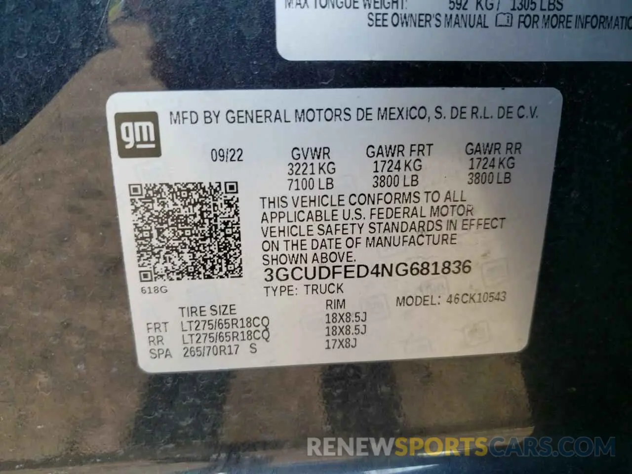 12 fotografías del automóvil dañado 3GCUDFED4NG681836 CHEVROLET ALL Models 2022