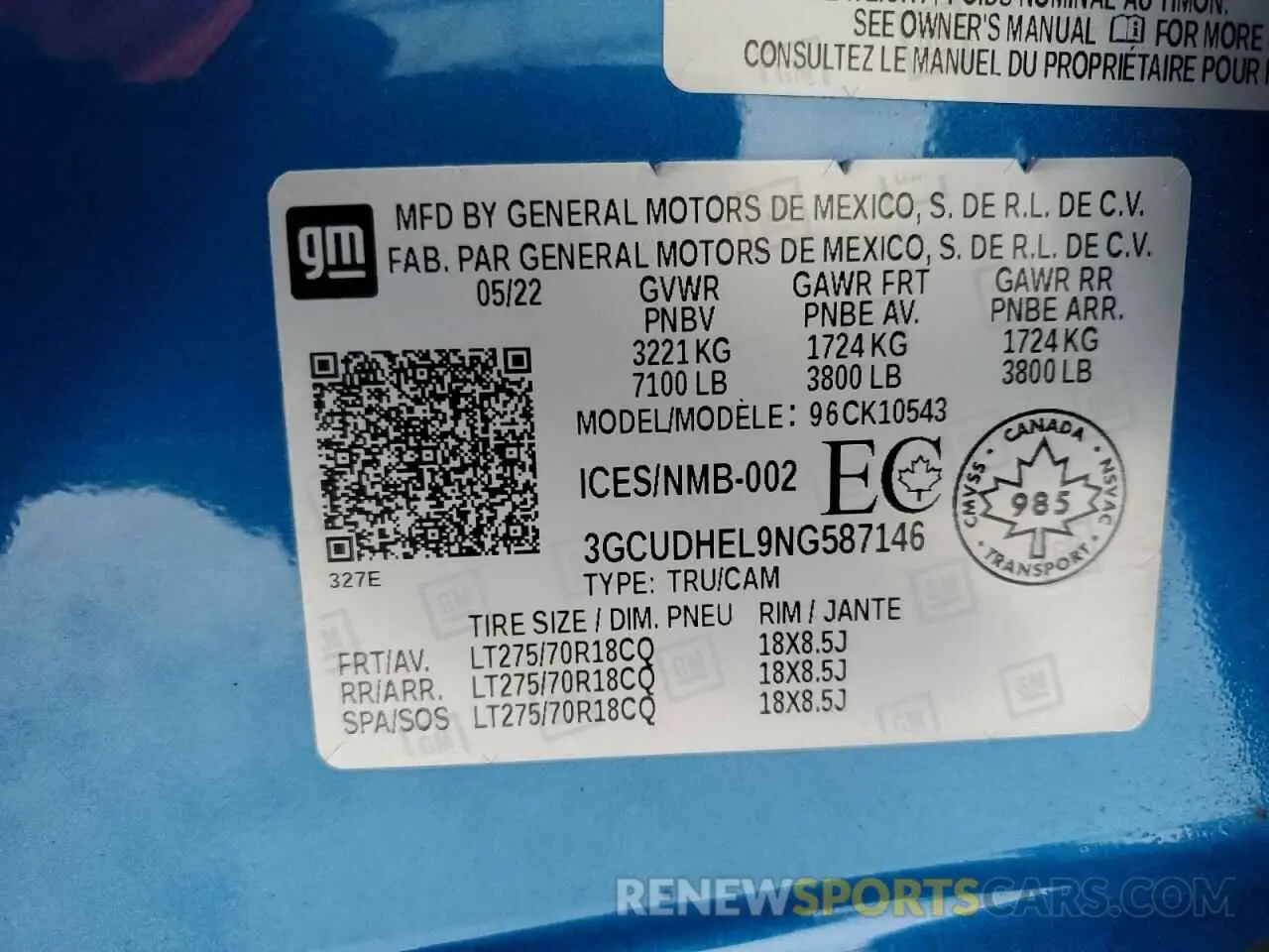 13 fotografías del automóvil dañado 3GCUDHEL9NG587146 CHEVROLET ALL Models 2022