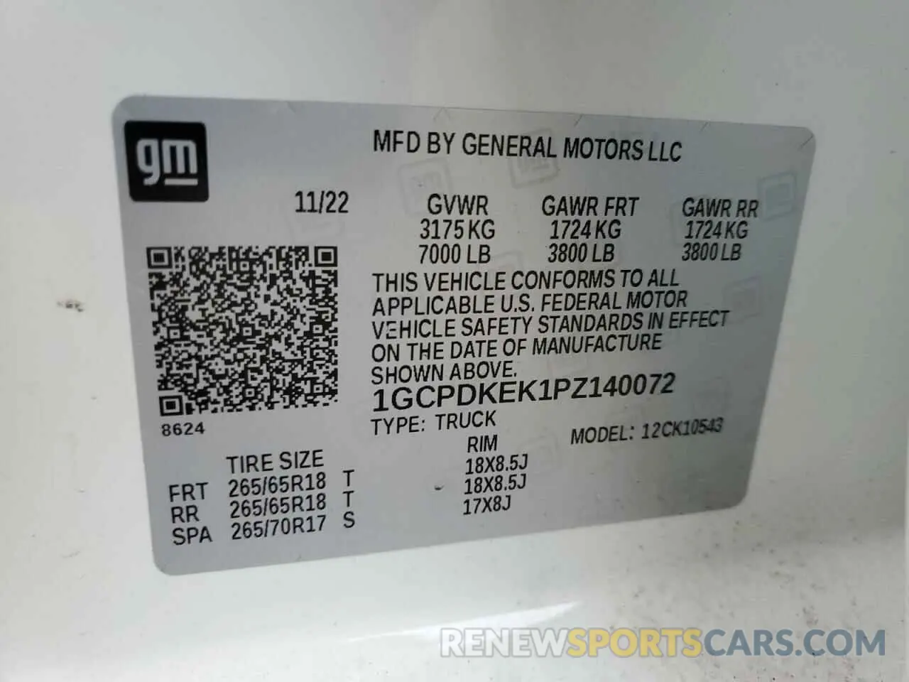 12 fotografías del automóvil dañado 1GCPDKEK1PZ140072 CHEVROLET ALL Models 2023