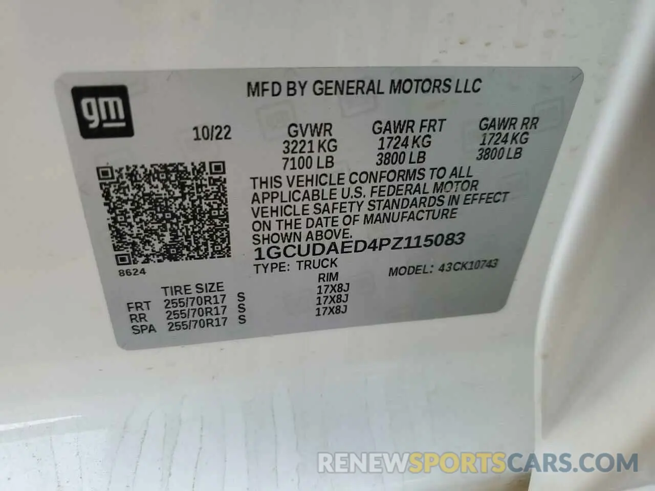 12 fotografías del automóvil dañado 1GCUDAED4PZ115083 CHEVROLET ALL Models 2023