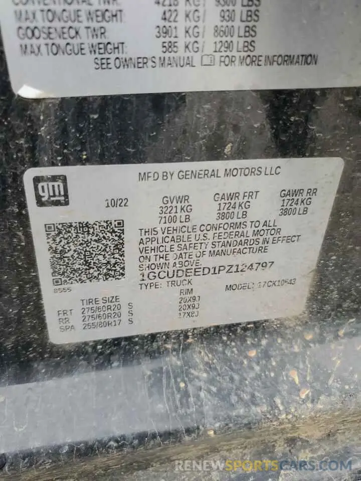12 fotografías del automóvil dañado 1GCUDEED1PZ124797 CHEVROLET ALL Models 2023