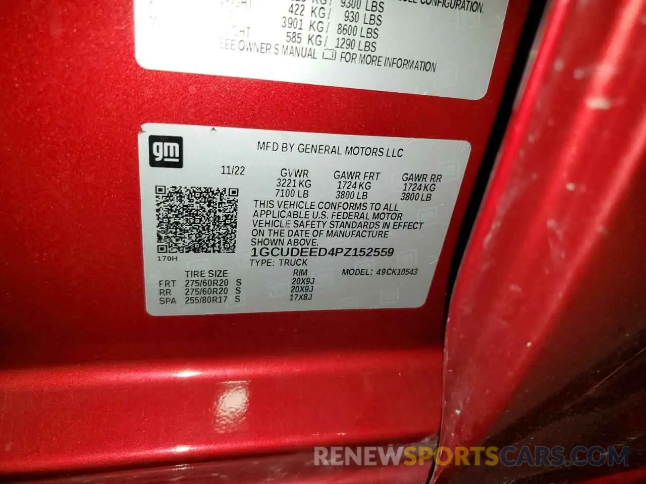 13 fotografías del automóvil dañado 1GCUDEED4PZ152559 CHEVROLET ALL Models 2023