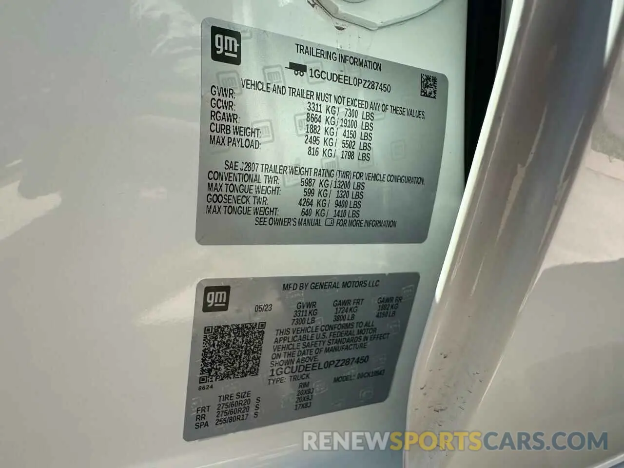 10 fotografías del automóvil dañado 1GCUDEEL0PZ287450 CHEVROLET ALL Models 2023