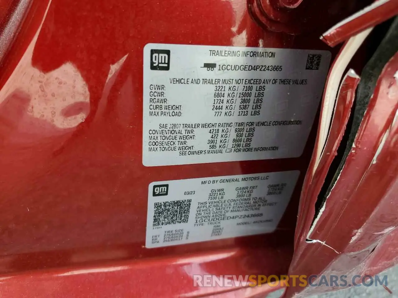 12 fotografías del automóvil dañado 1GCUDGED4PZ243665 CHEVROLET ALL Models 2023