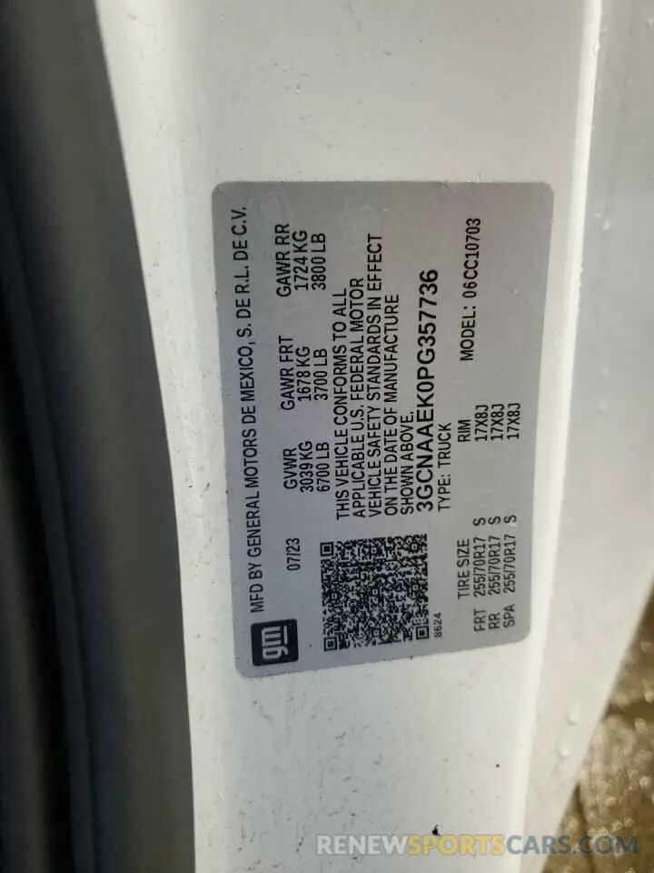 12 fotografías del automóvil dañado 3GCNAAEK0PG357736 CHEVROLET ALL Models 2023