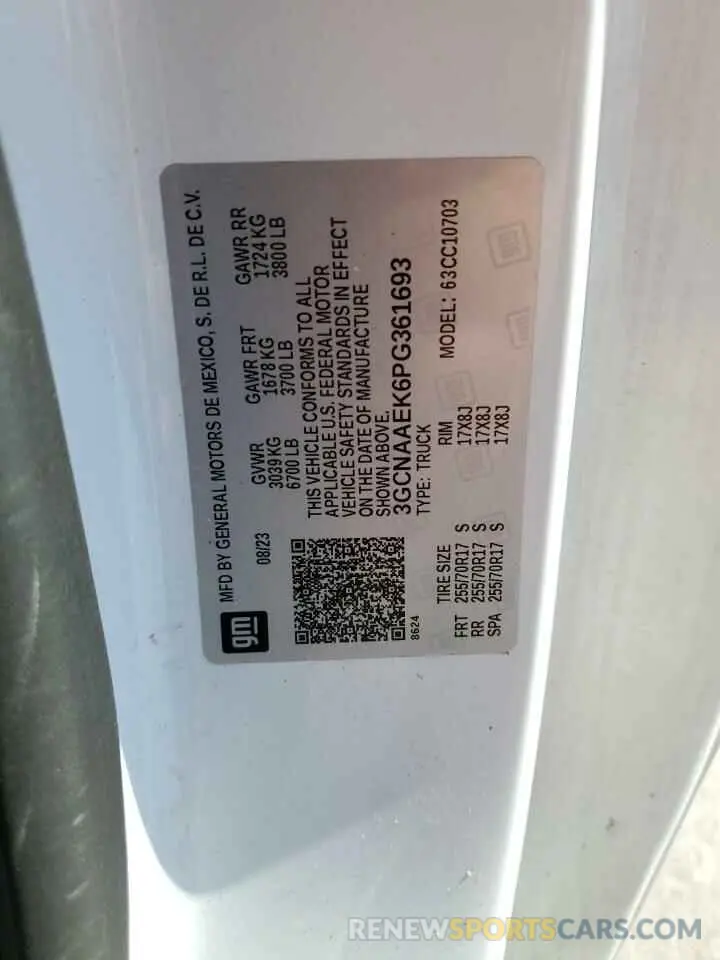 12 fotografías del automóvil dañado 3GCNAAEK6PG361693 CHEVROLET ALL Models 2023