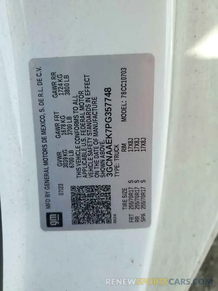 12 fotografías del automóvil dañado 3GCNAAEK7PG357748 CHEVROLET ALL Models 2023