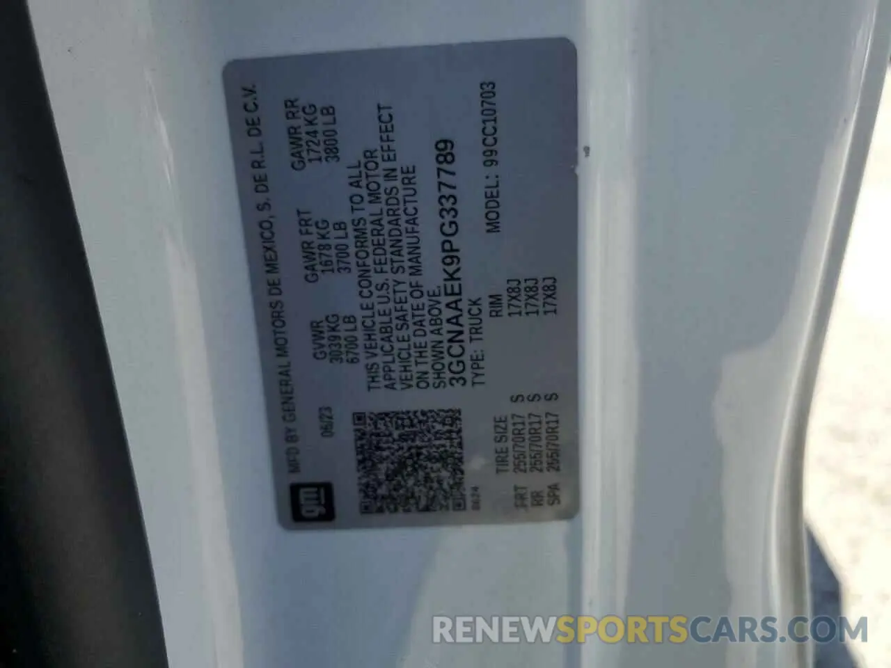 12 fotografías del automóvil dañado 3GCNAAEK9PG337789 CHEVROLET ALL Models 2023