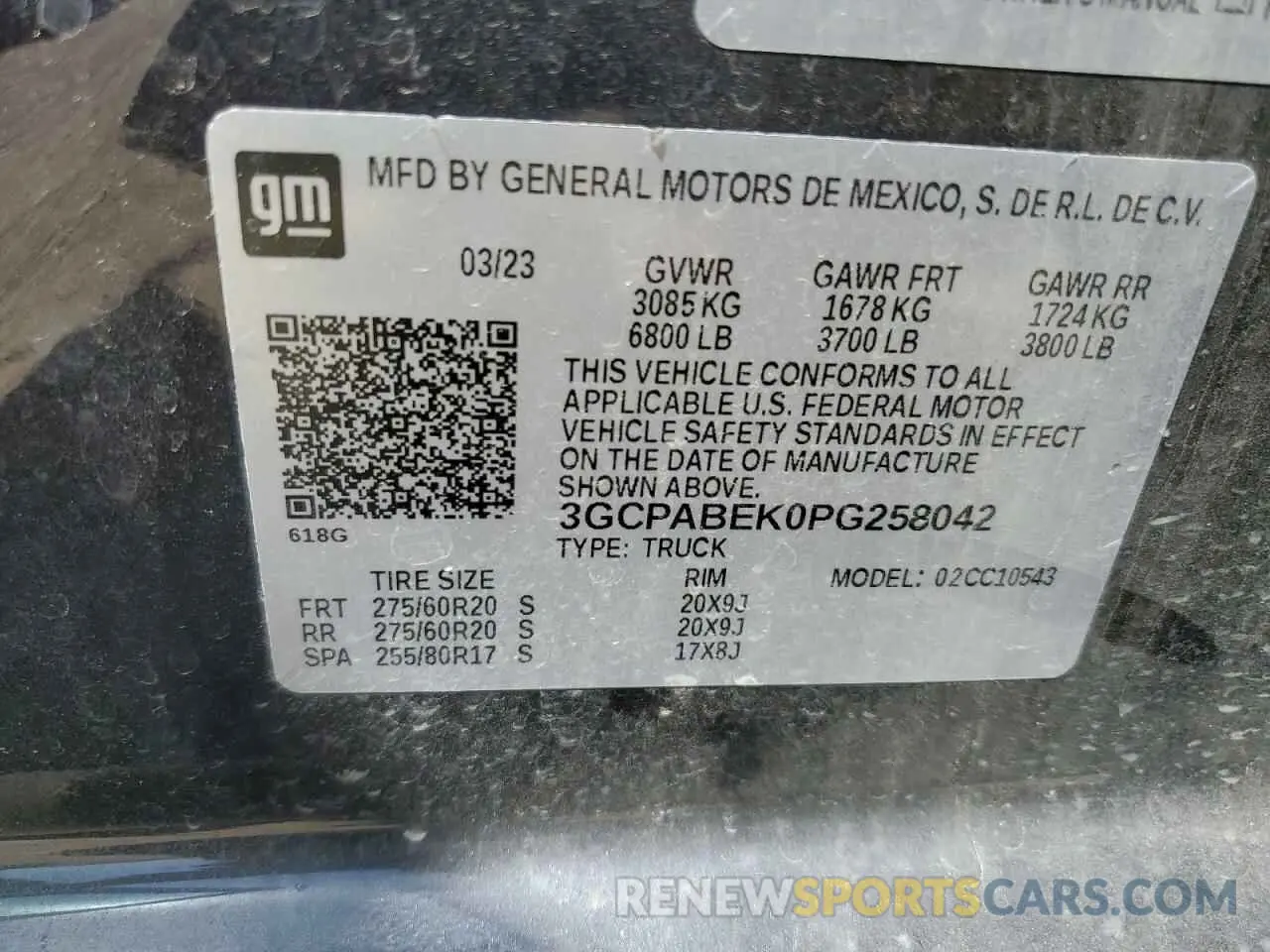 12 fotografías del automóvil dañado 3GCPABEK0PG258042 CHEVROLET ALL Models 2023