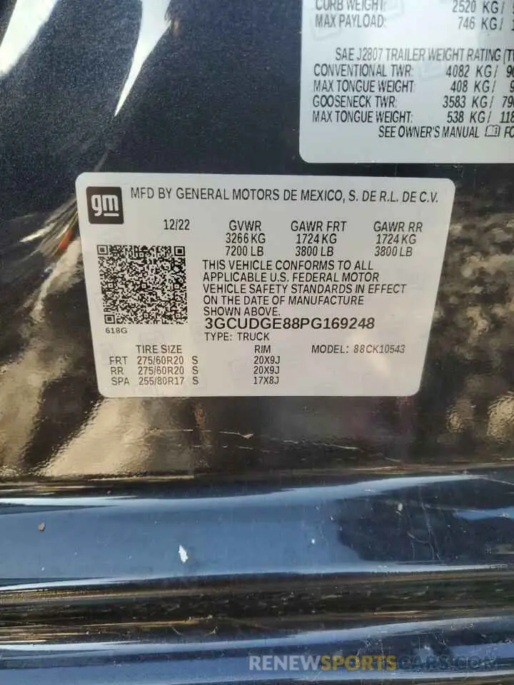 14 fotografías del automóvil dañado 3GCUDGE88PG169248 CHEVROLET ALL Models 2023