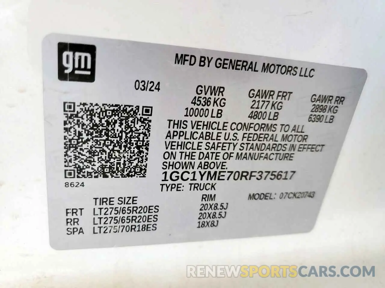 13 fotografías del automóvil dañado 1GC1YME70RF375617 CHEVROLET ALL Models 2024