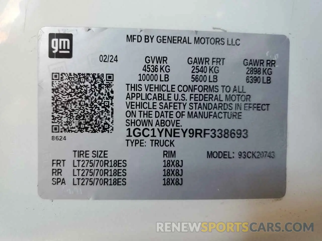 12 fotografías del automóvil dañado 1GC1YNEY9RF338693 CHEVROLET ALL Models 2024