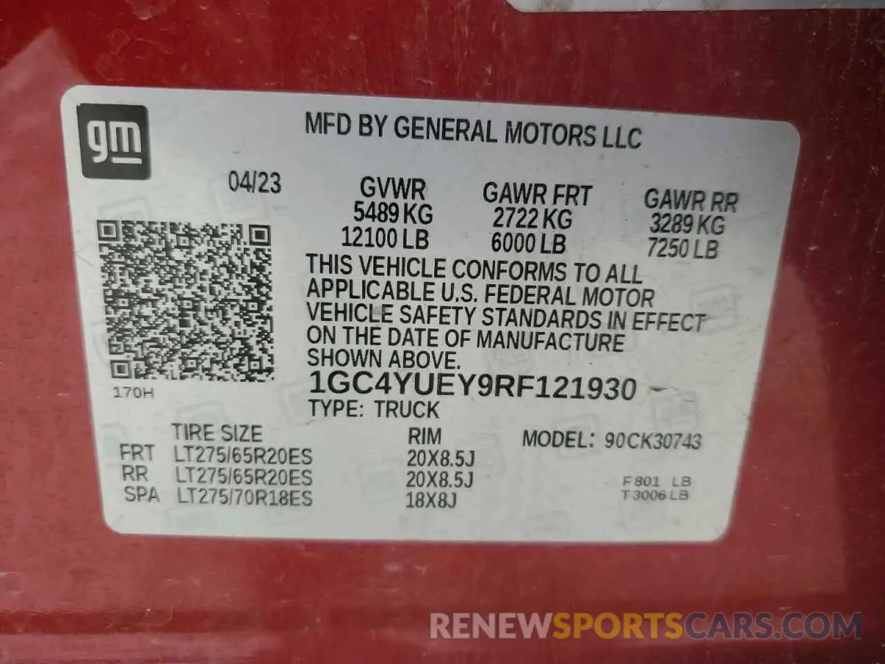 12 fotografías del automóvil dañado 1GC4YUEY9RF121930 CHEVROLET ALL Models 2024