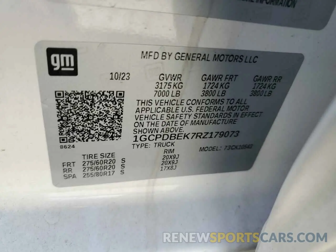 12 fotografías del automóvil dañado 1GCPDBEK7RZ179073 CHEVROLET ALL Models 2024
