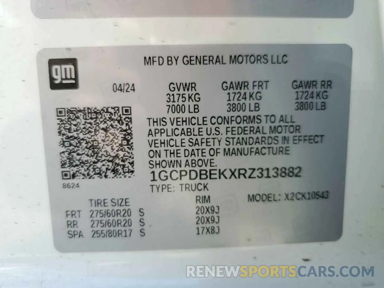 13 fotografías del automóvil dañado 1GCPDBEKXRZ313882 CHEVROLET ALL Models 2024