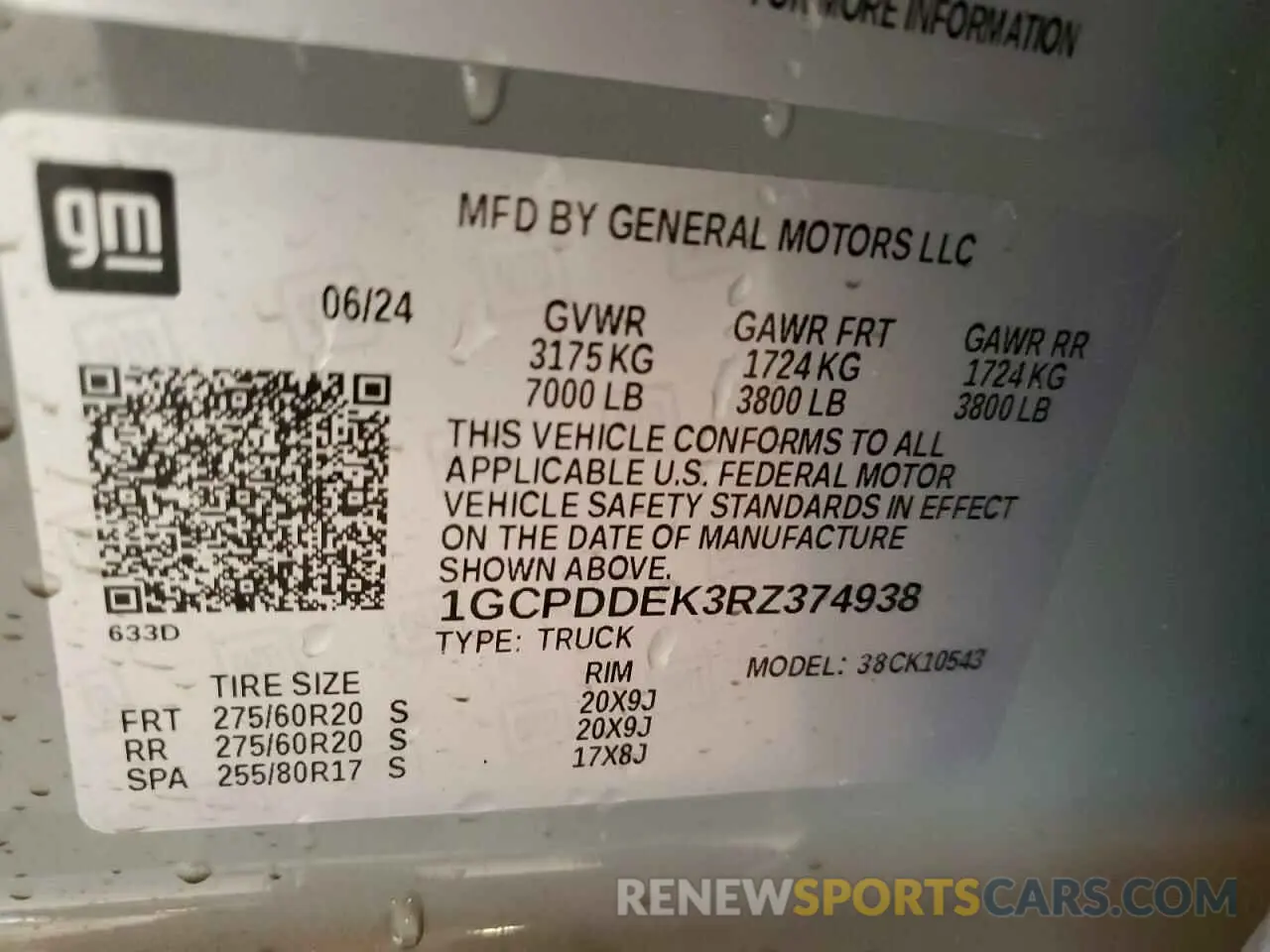 12 fotografías del automóvil dañado 1GCPDDEK3RZ374938 CHEVROLET ALL Models 2024