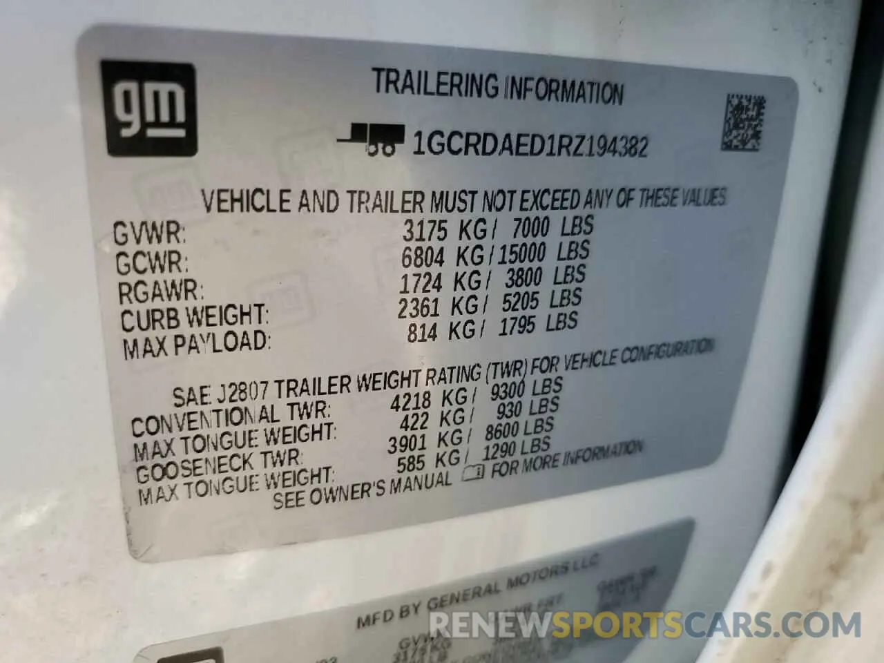 12 fotografías del automóvil dañado 1GCRDAED1RZ194382 CHEVROLET ALL Models 2024