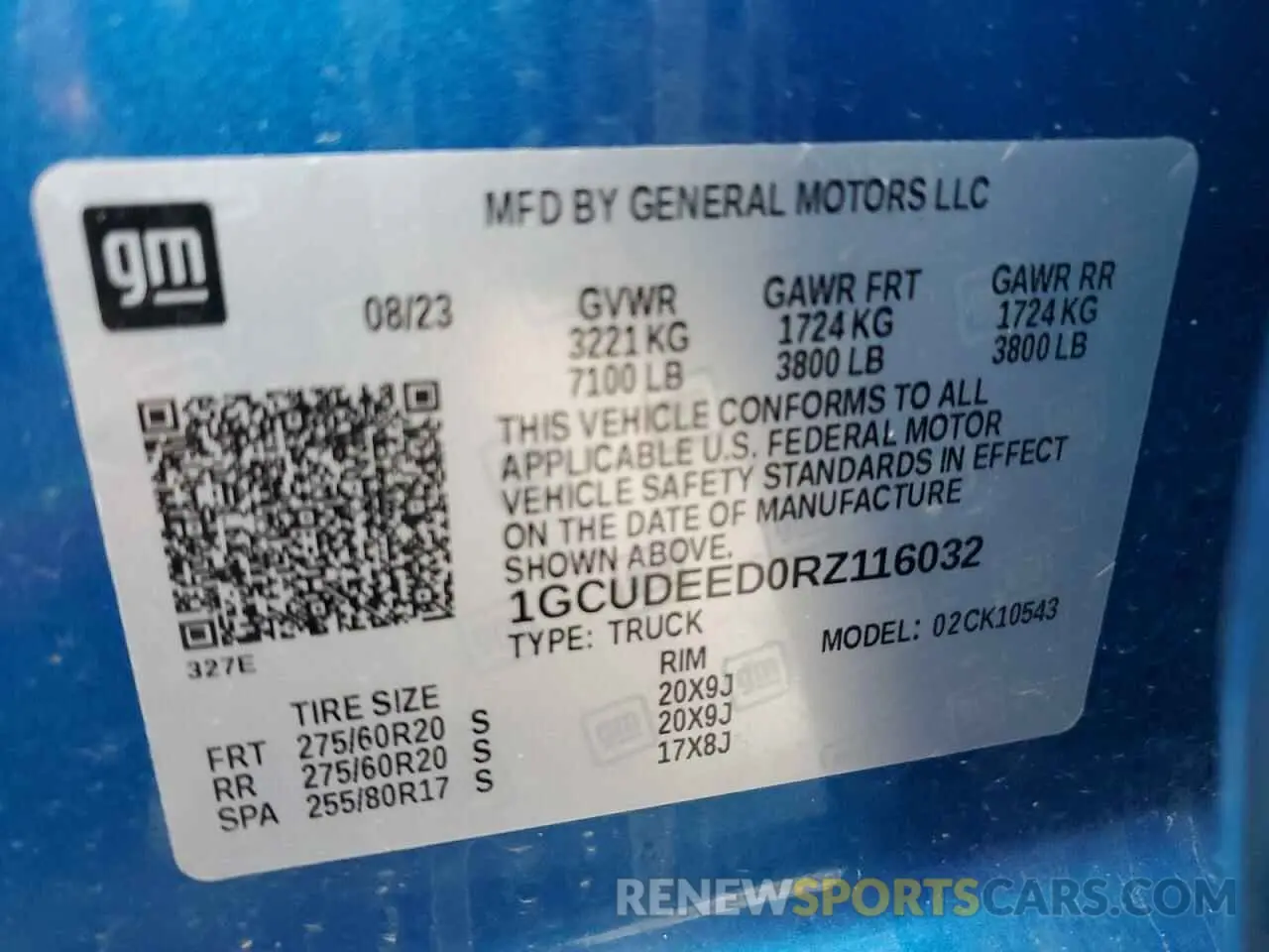 15 fotografías del automóvil dañado 1GCUDEED0RZ116032 CHEVROLET ALL Models 2024