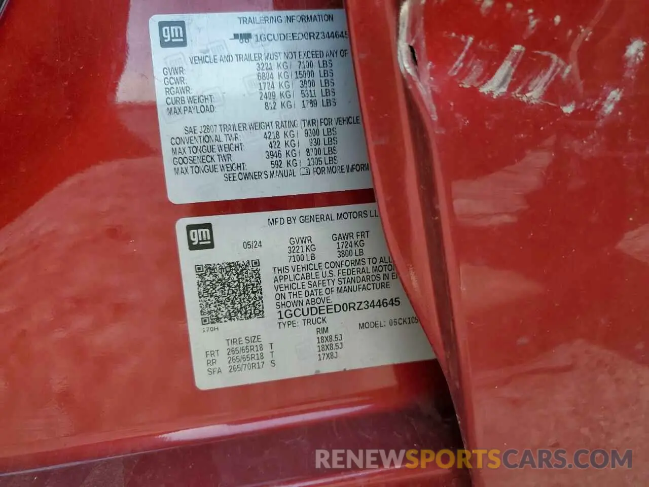 15 fotografías del automóvil dañado 1GCUDEED0RZ344645 CHEVROLET ALL Models 2024