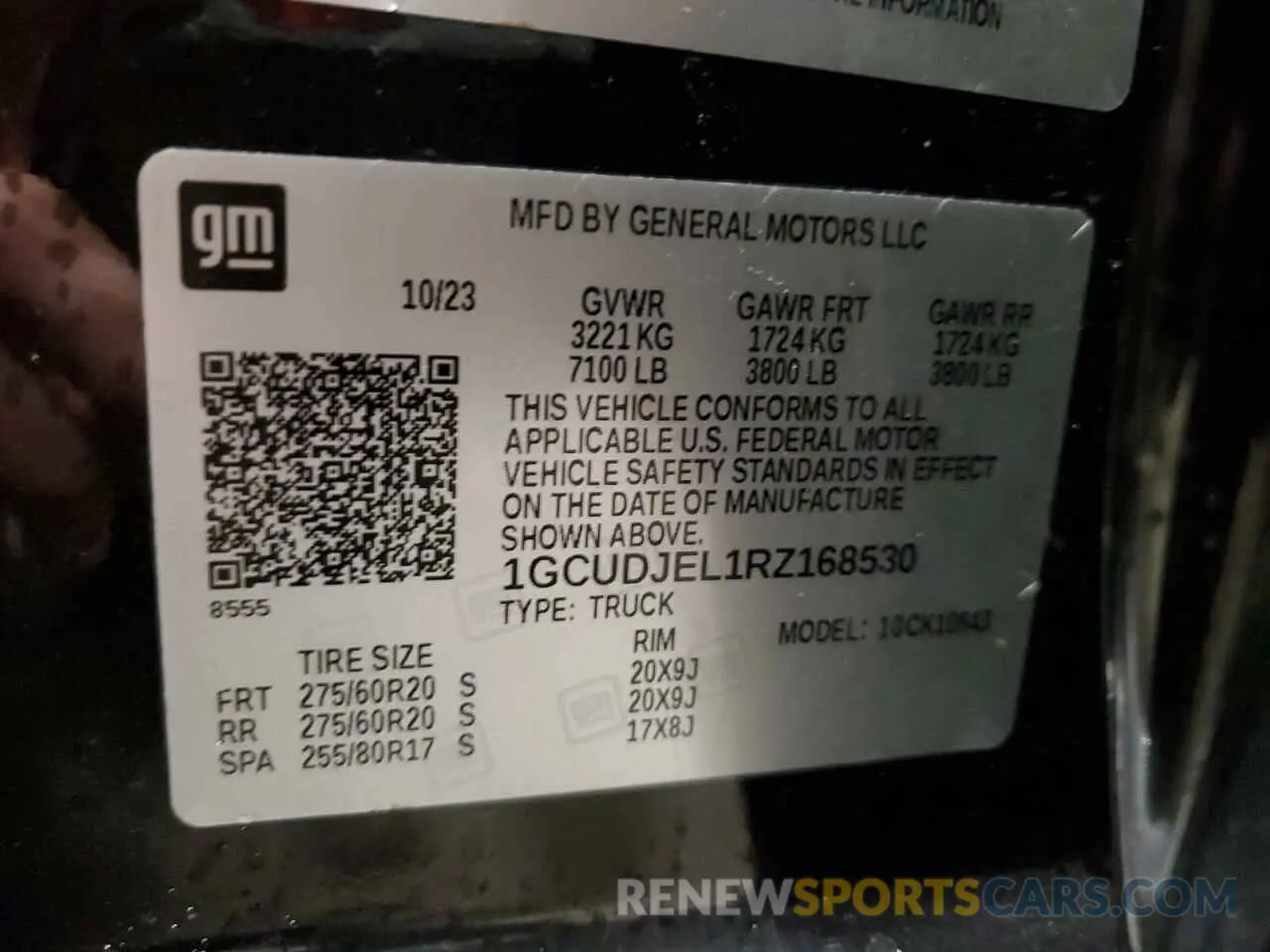 14 fotografías del automóvil dañado 1GCUDJEL1RZ168530 CHEVROLET ALL Models 2024