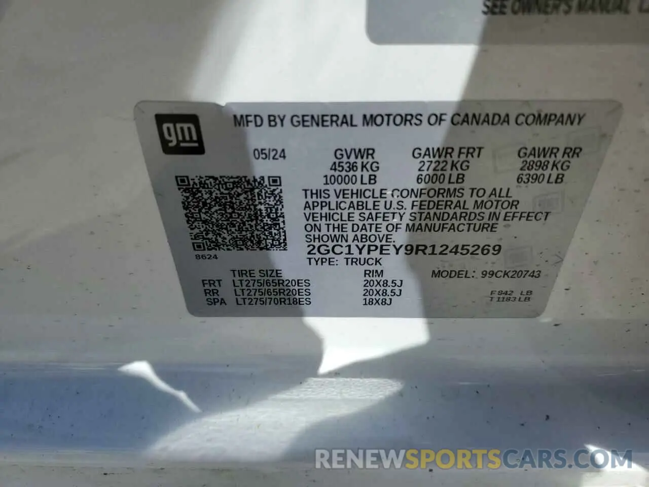 12 fotografías del automóvil dañado 2GC1YPEY9R1245269 CHEVROLET ALL Models 2024