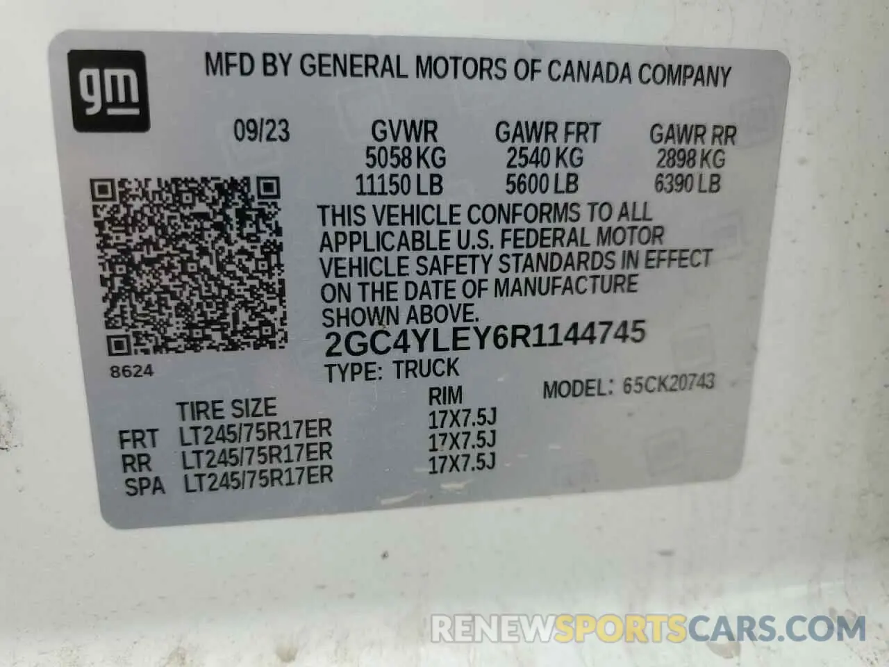 12 fotografías del automóvil dañado 2GC4YLEY6R1144745 CHEVROLET ALL Models 2024