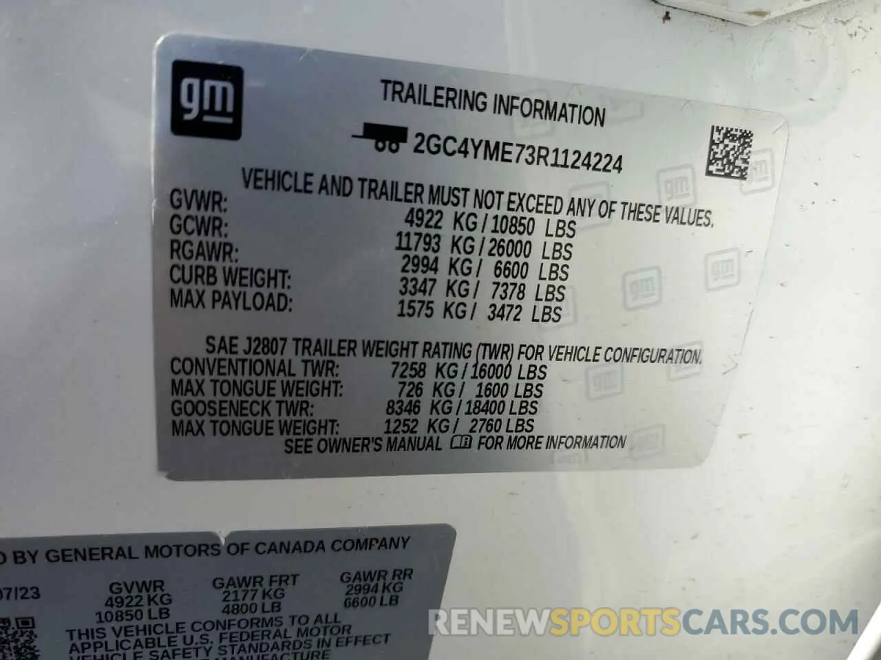 12 fotografías del automóvil dañado 2GC4YME73R1124224 CHEVROLET ALL Models 2024