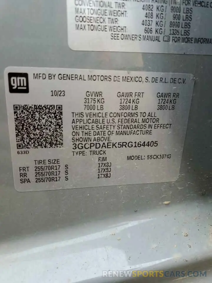 13 fotografías del automóvil dañado 3GCPDAEK5RG164405 CHEVROLET ALL Models 2024