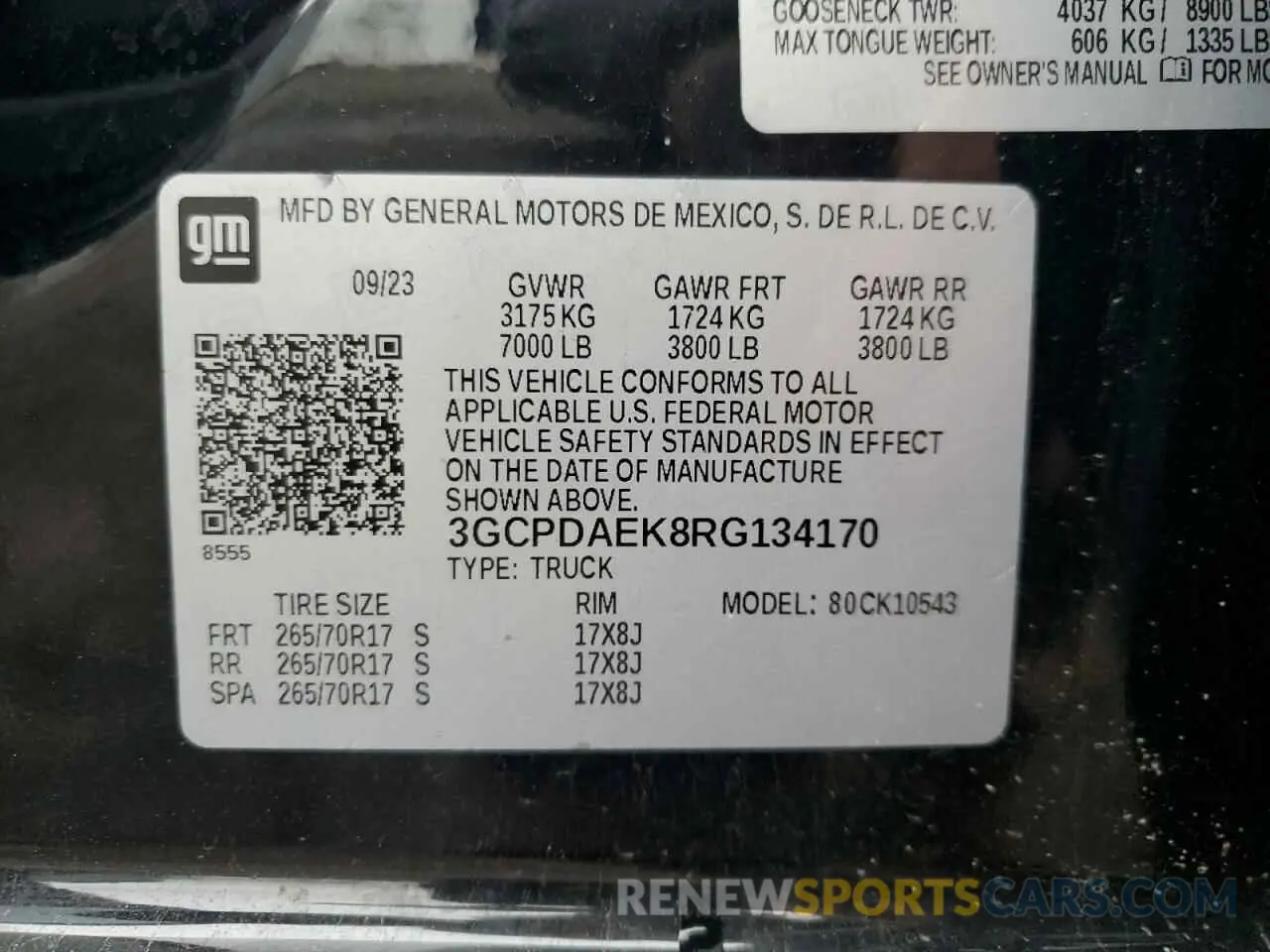 12 fotografías del automóvil dañado 3GCPDAEK8RG134170 CHEVROLET ALL Models 2024