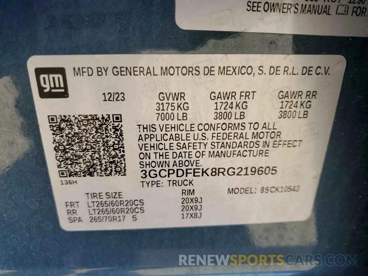 12 fotografías del automóvil dañado 3GCPDFEK8RG219605 CHEVROLET ALL Models 2024