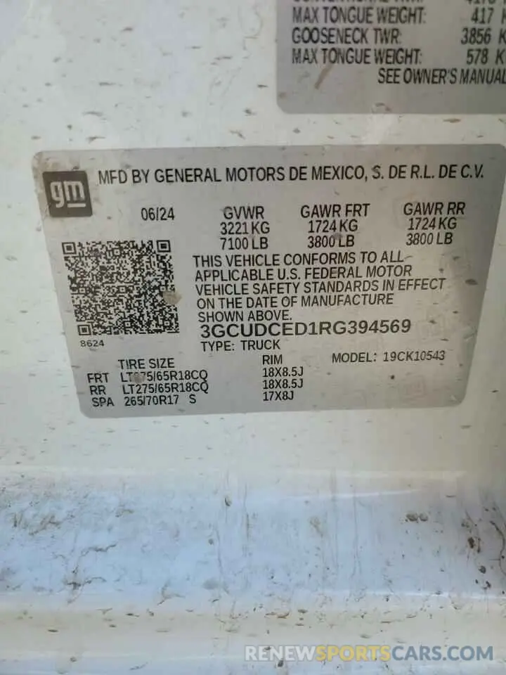 12 fotografías del automóvil dañado 3GCUDCED1RG394569 CHEVROLET ALL Models 2024
