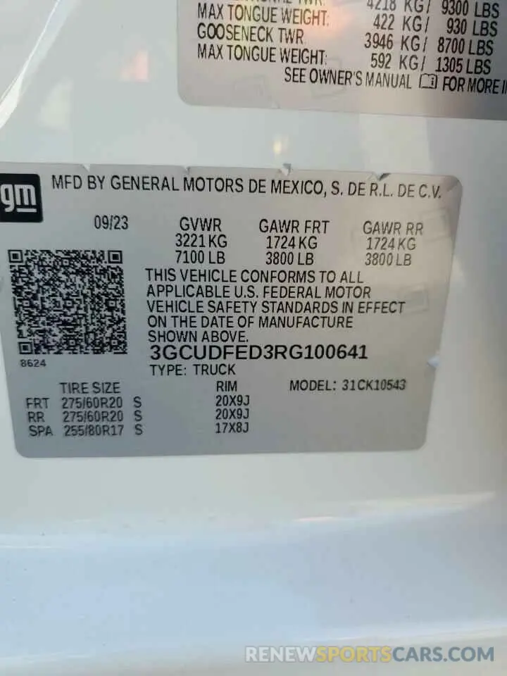 12 fotografías del automóvil dañado 3GCUDFED3RG100641 CHEVROLET ALL Models 2024