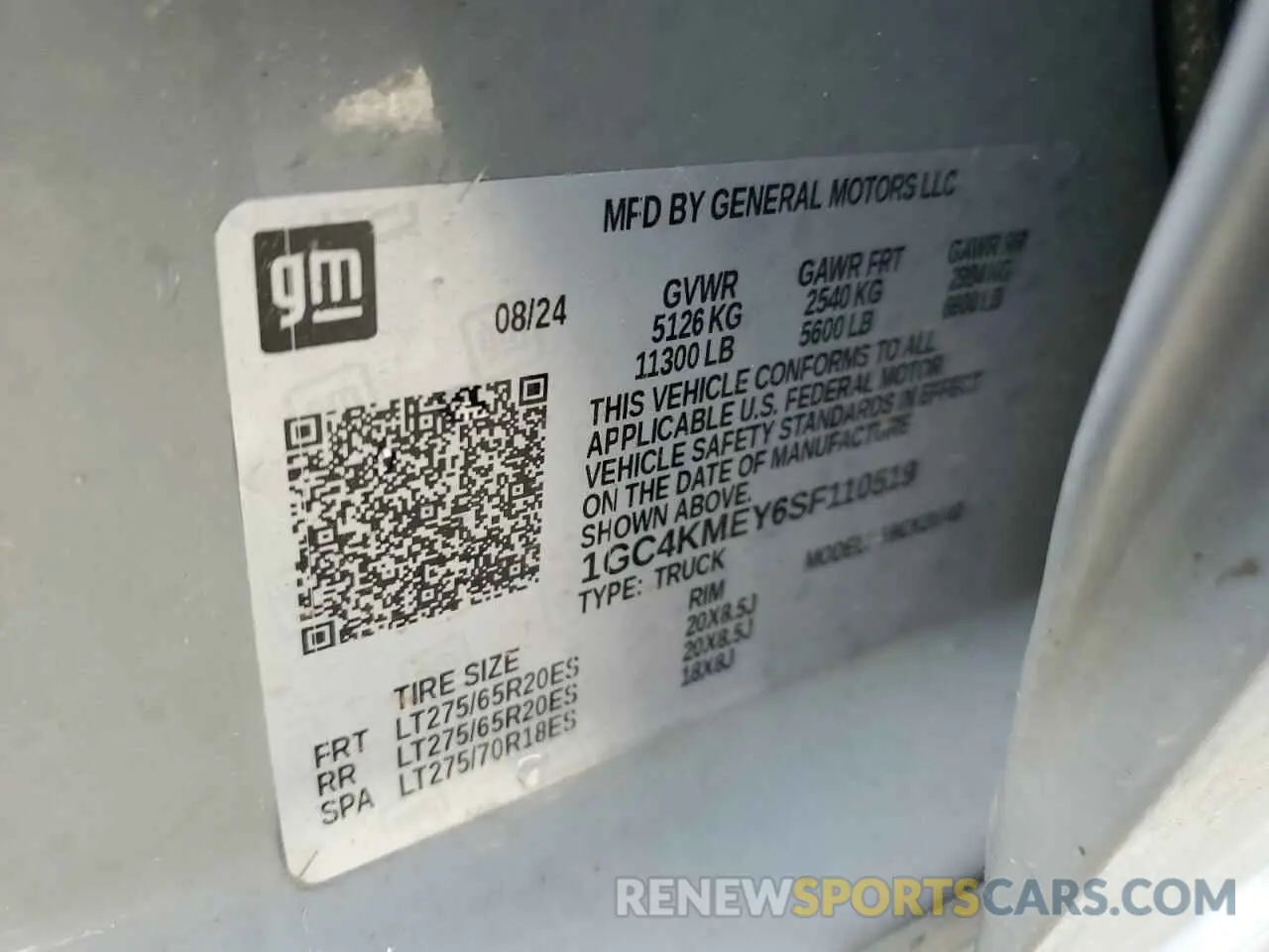 13 fotografías del automóvil dañado 1GC4KMEY6SF110519 CHEVROLET All Models 2025