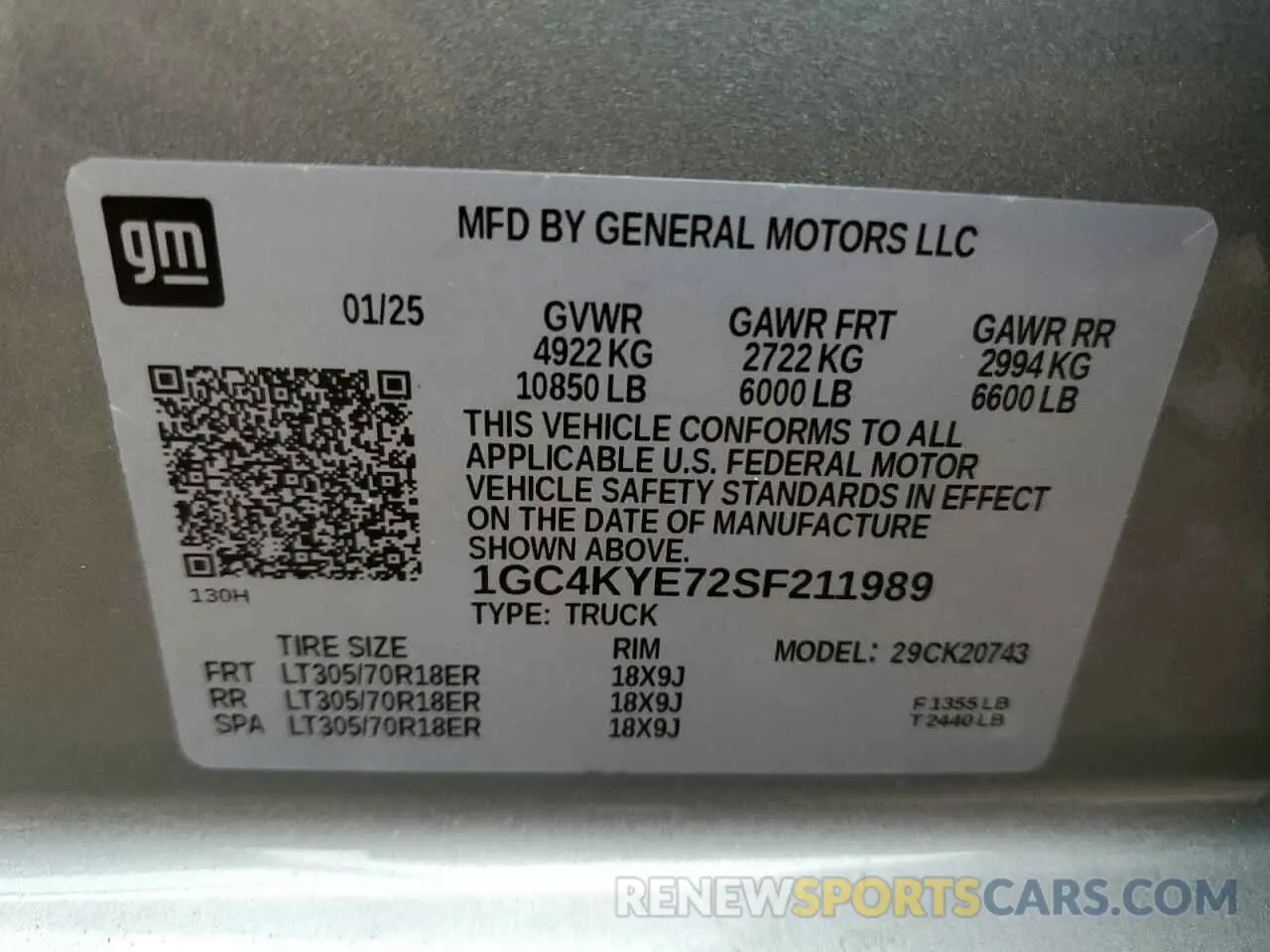 12 fotografías del automóvil dañado 1GC4KYE72SF211989 CHEVROLET ALL Models 2025