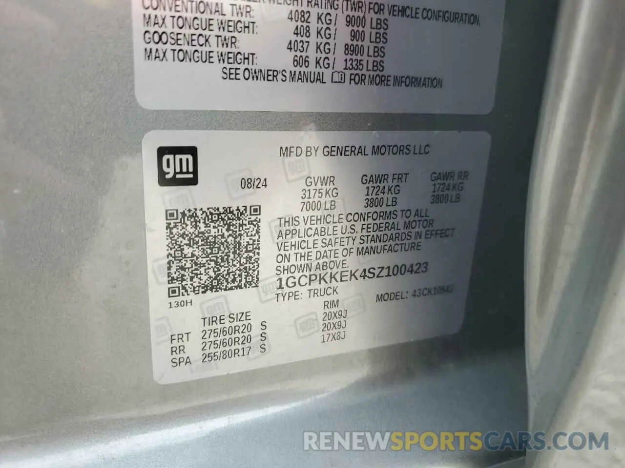 14 fotografías del automóvil dañado 1GCPKKEK4SZ100423 CHEVROLET ALL Models 2025