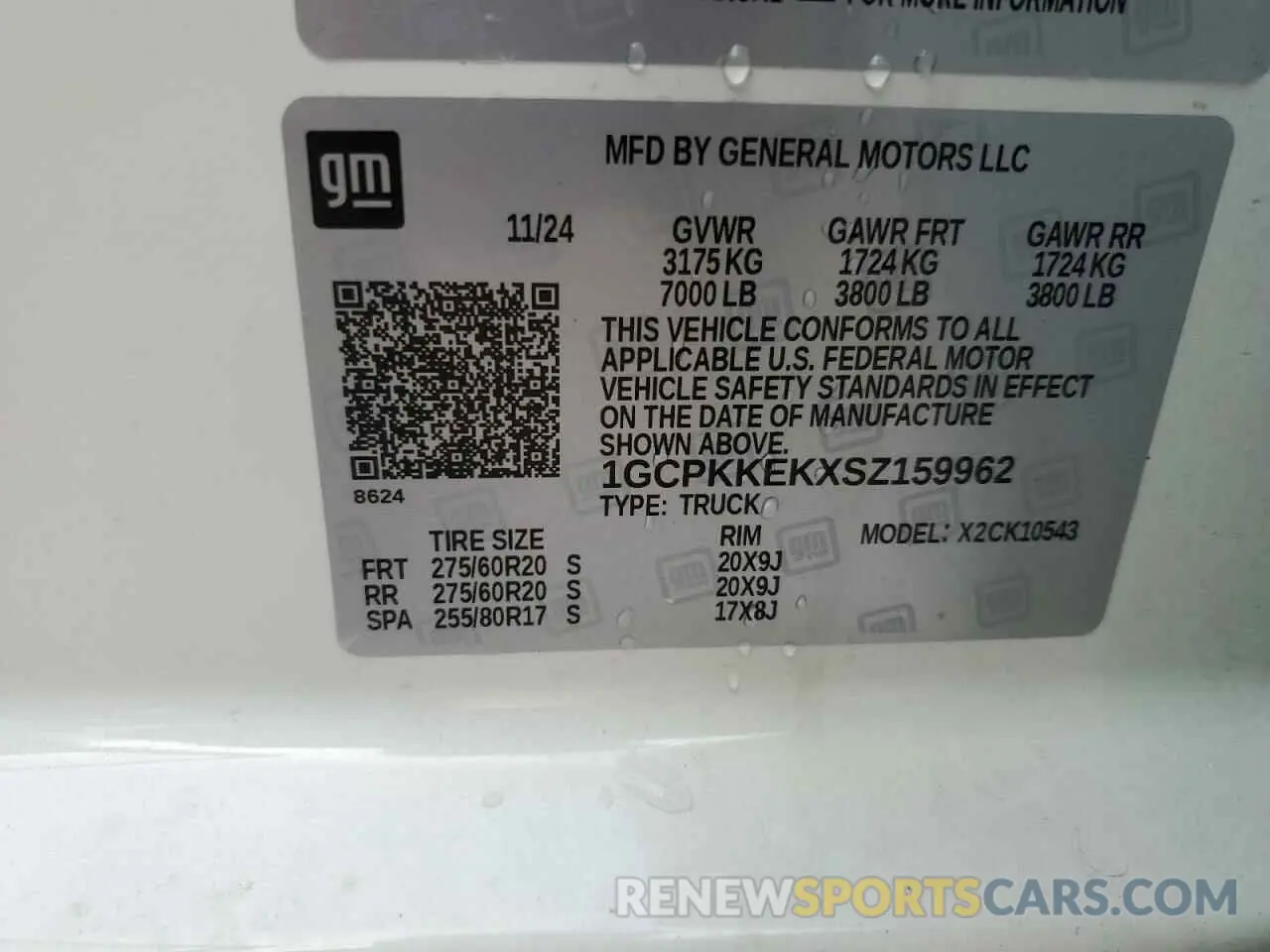 12 fotografías del automóvil dañado 1GCPKKEKXSZ159962 CHEVROLET ALL Models 2025