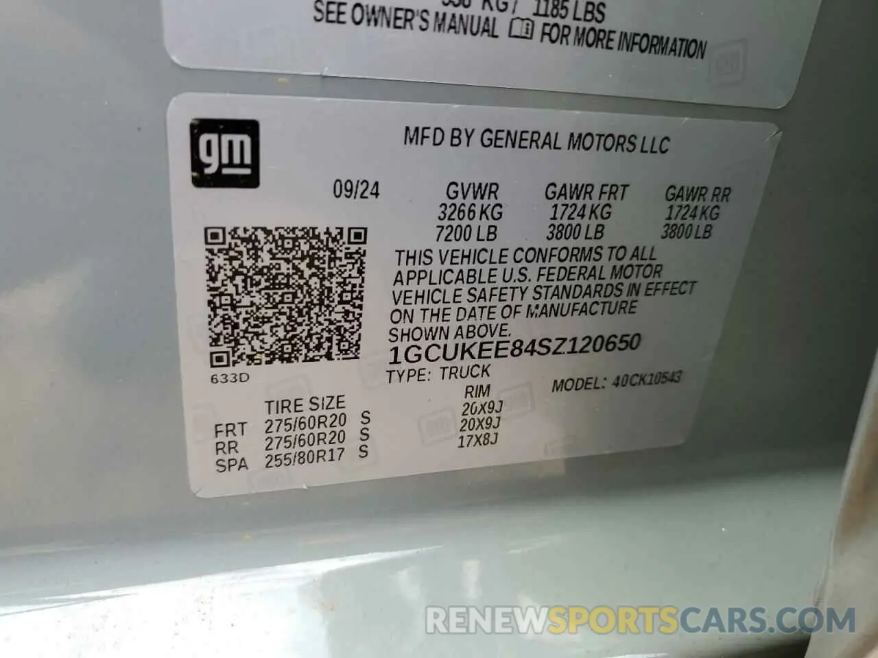 12 fotografías del automóvil dañado 1GCUKEE84SZ120650 CHEVROLET ALL Models 2025