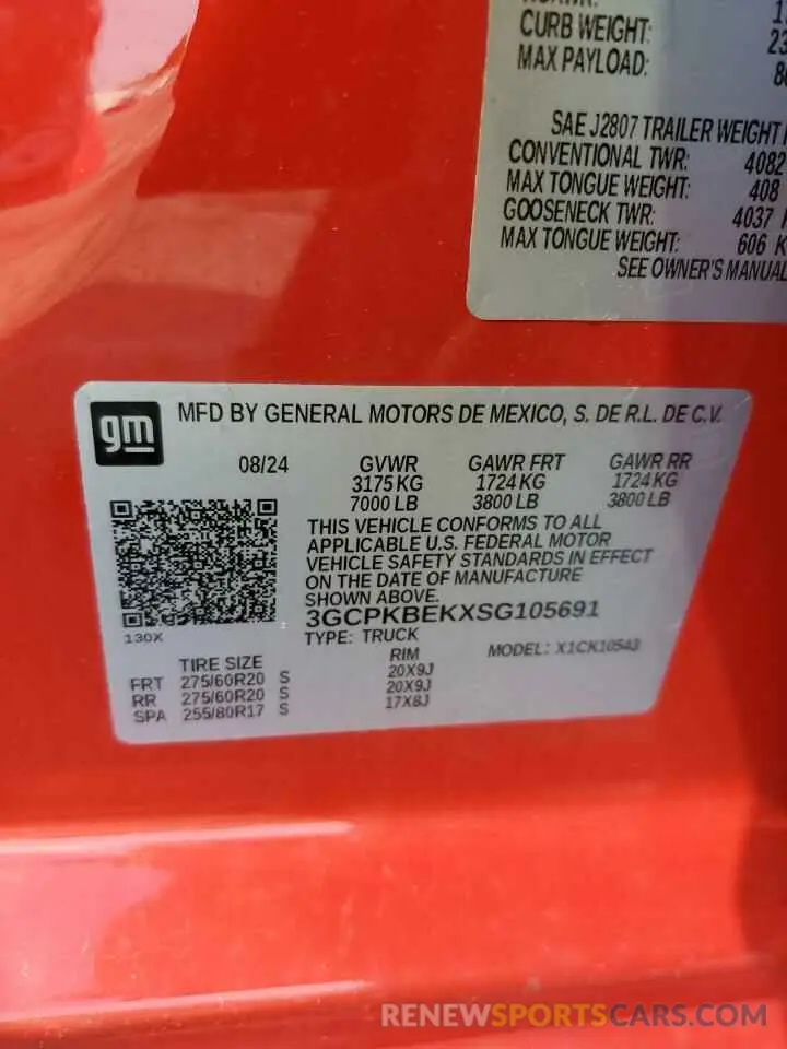 12 fotografías del automóvil dañado 3GCPKBEKXSG105691 CHEVROLET ALL Models 2025