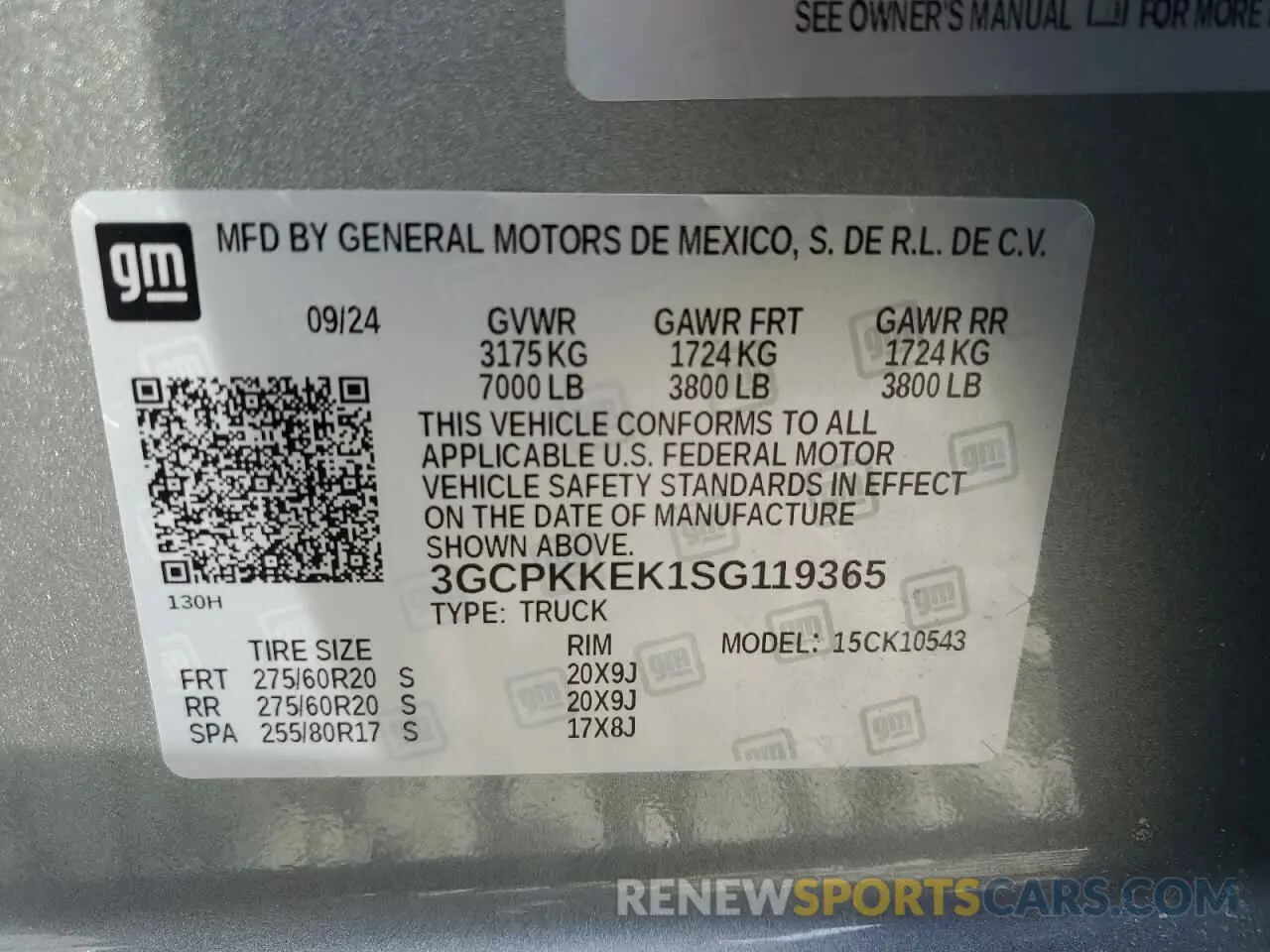 13 fotografías del automóvil dañado 3GCPKKEK1SG119365 CHEVROLET ALL Models 2025