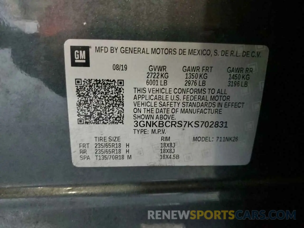 13 fotografías del automóvil dañado 3GNKBCRS7KS702831 CHEVROLET BLAZER 2019