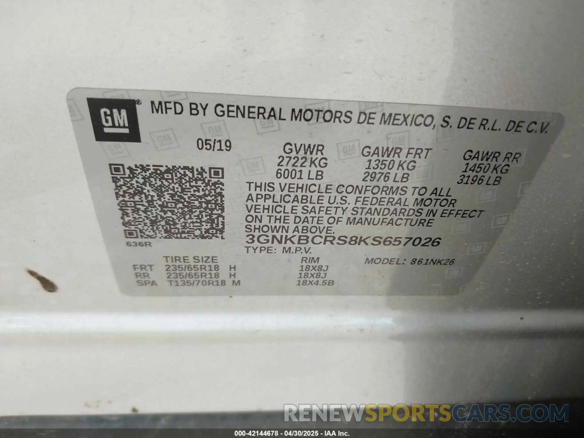 9 fotografías del automóvil dañado 3GNKBCRS8KS657026 CHEVROLET BLAZER 2019