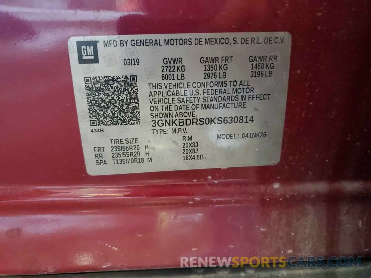 13 fotografías del automóvil dañado 3GNKBDRS0KS630814 CHEVROLET BLAZER 2019