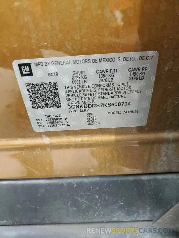 13 fotografías del automóvil dañado 3GNKBDRS7KS608714 CHEVROLET BLAZER 2019