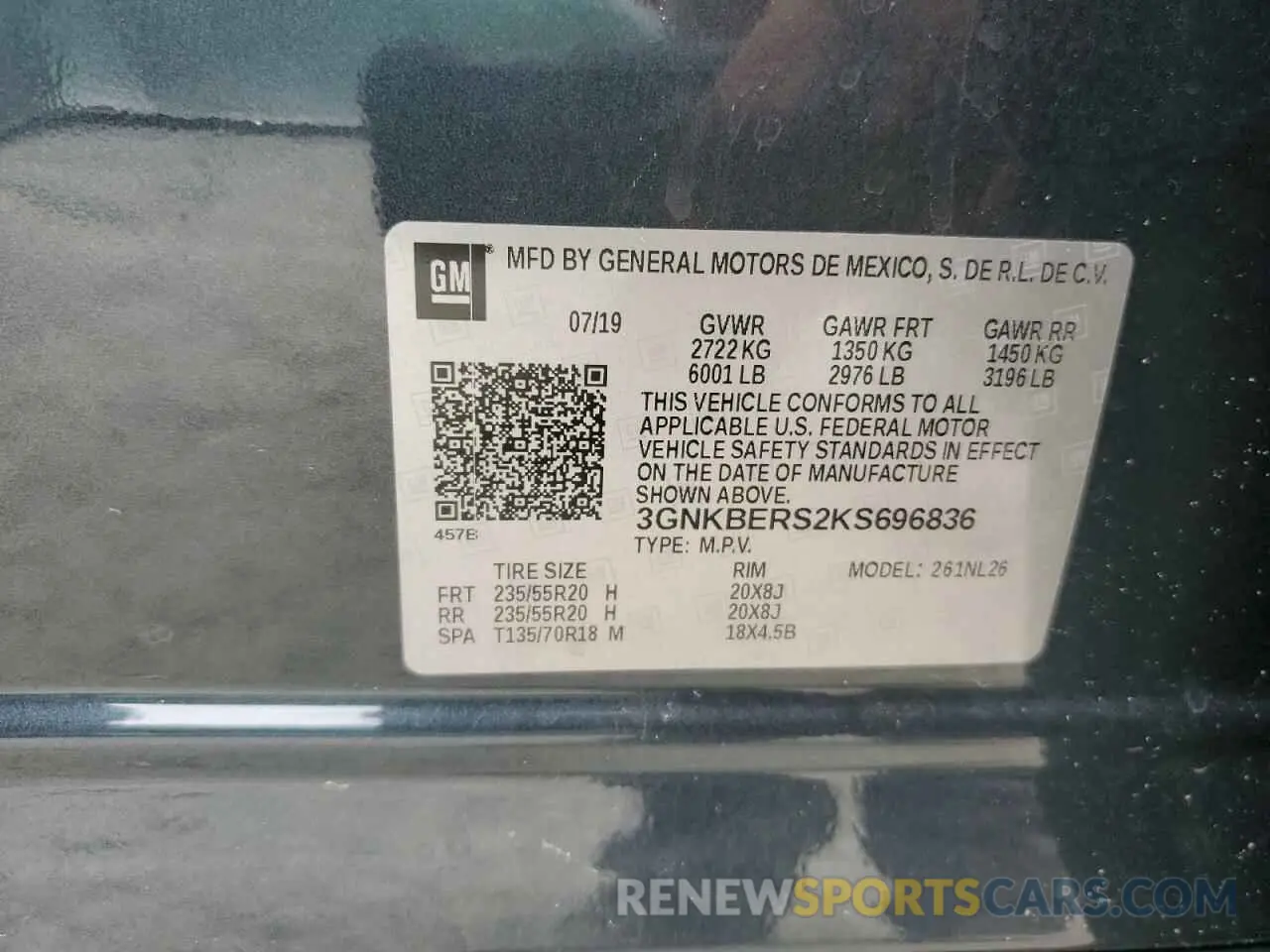 13 fotografías del automóvil dañado 3GNKBERS2KS696836 CHEVROLET BLAZER 2019