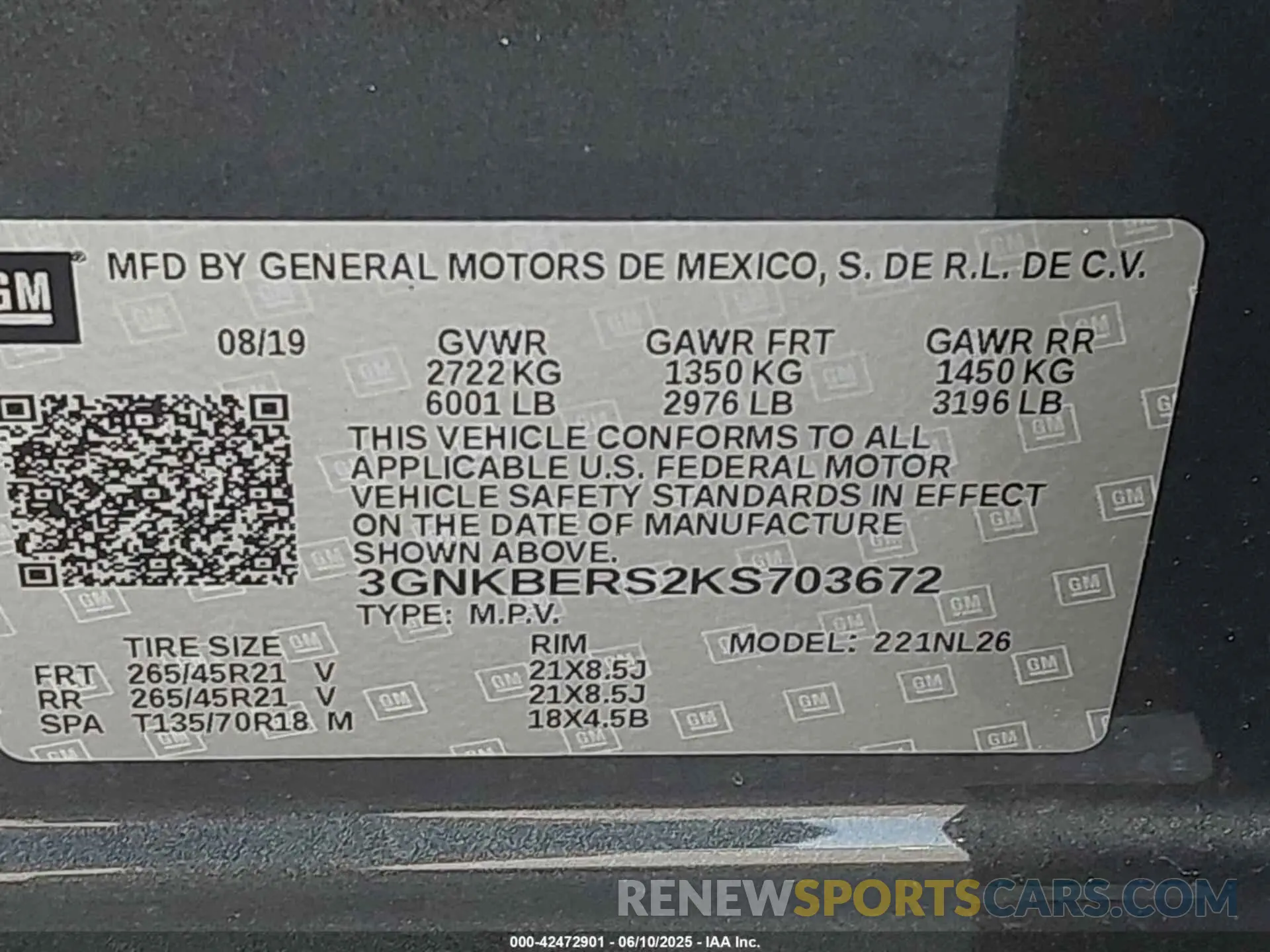 9 fotografías del automóvil dañado 3GNKBERS2KS703672 CHEVROLET BLAZER 2019
